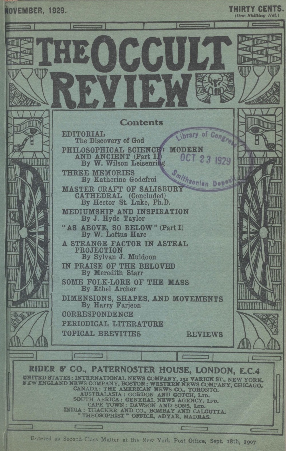 Influential British periodical that brought together occultism, psychical research, comparative religion and the study of ancient mysteries.
