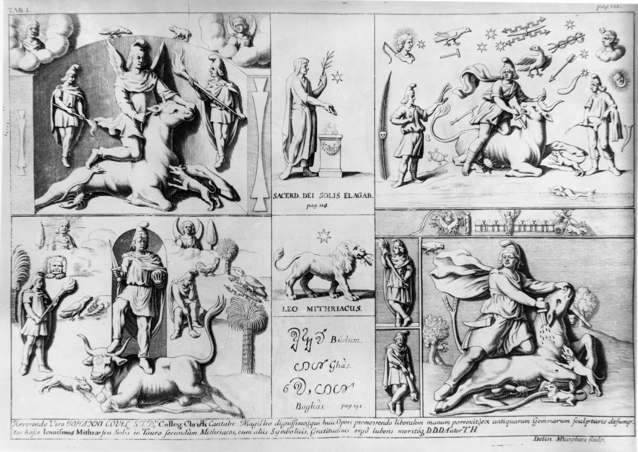 Four mithraic illustrations from Veterum Persarum et Parthorum et Medorum Religionis Historia