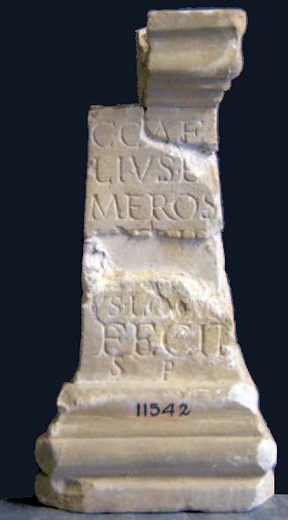 Cippi with an inscription from Mitreo.