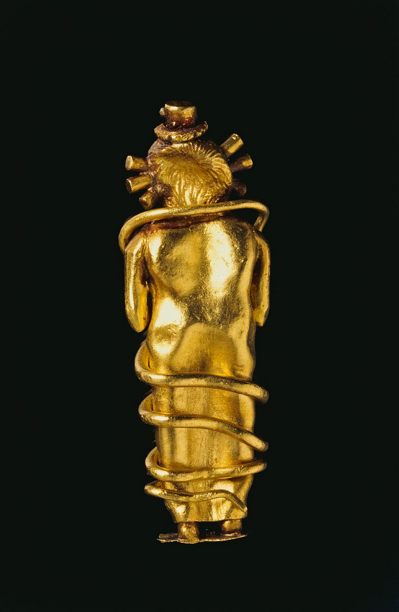 Rear view of the golden figurine of Aion