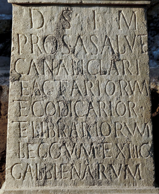 Inscription on altar. Mithraeum III of Ptuj