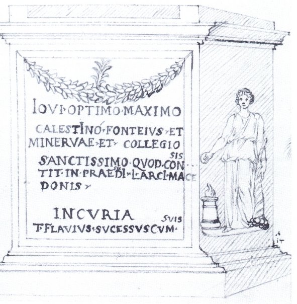 Altar with Minerva and a water god
