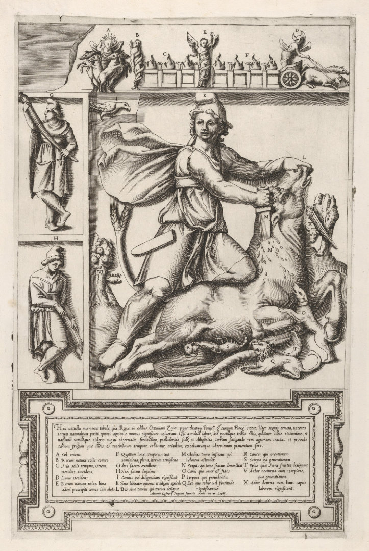 Tauroctony of Ottavio Zeno. Anonymous, Italian, 1564.<br>Publisher Antonio Lafreri, French