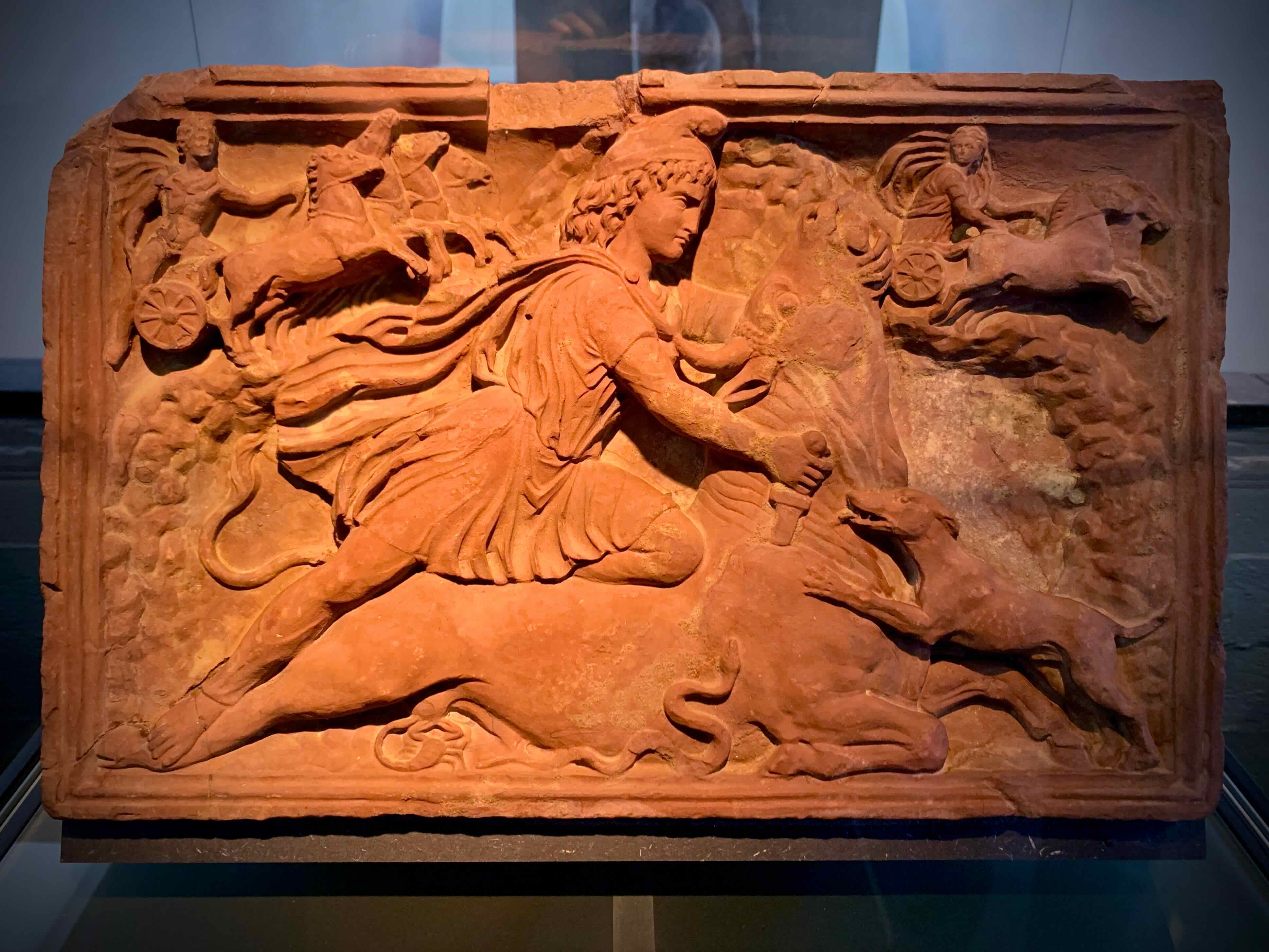 Tauroctony relief exposed at Allard Pierson Museum