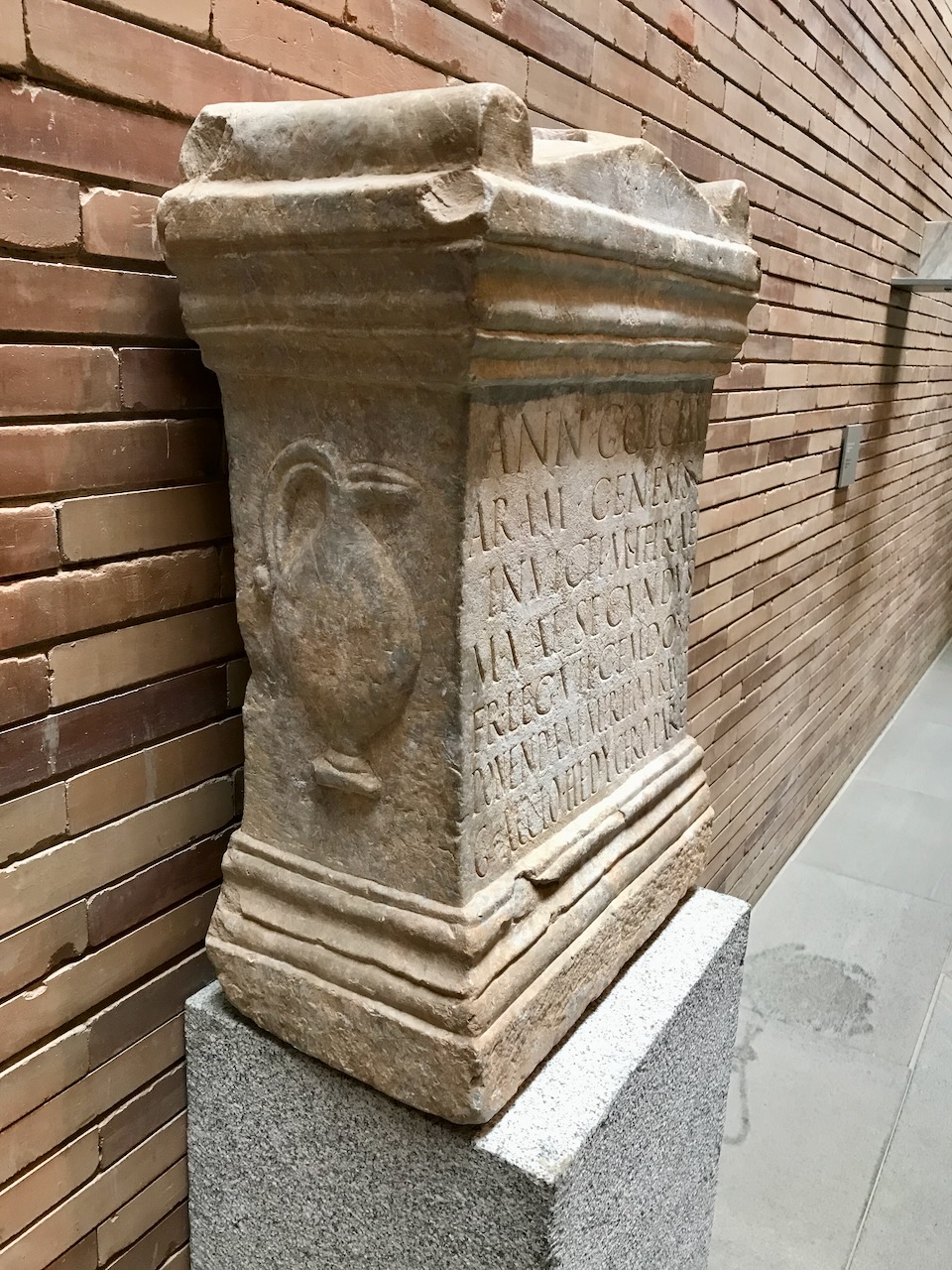 Left side of the altar by Marcus Valerius Secundus of Merida