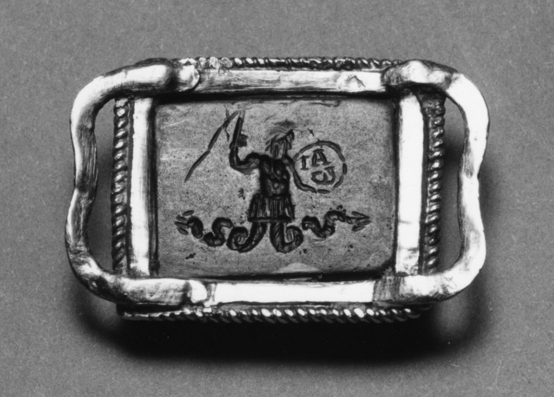 Intaglio with Mithras and Abraxas black and white