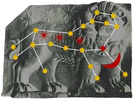 Lion relief from Nemrud Dag with constellation
