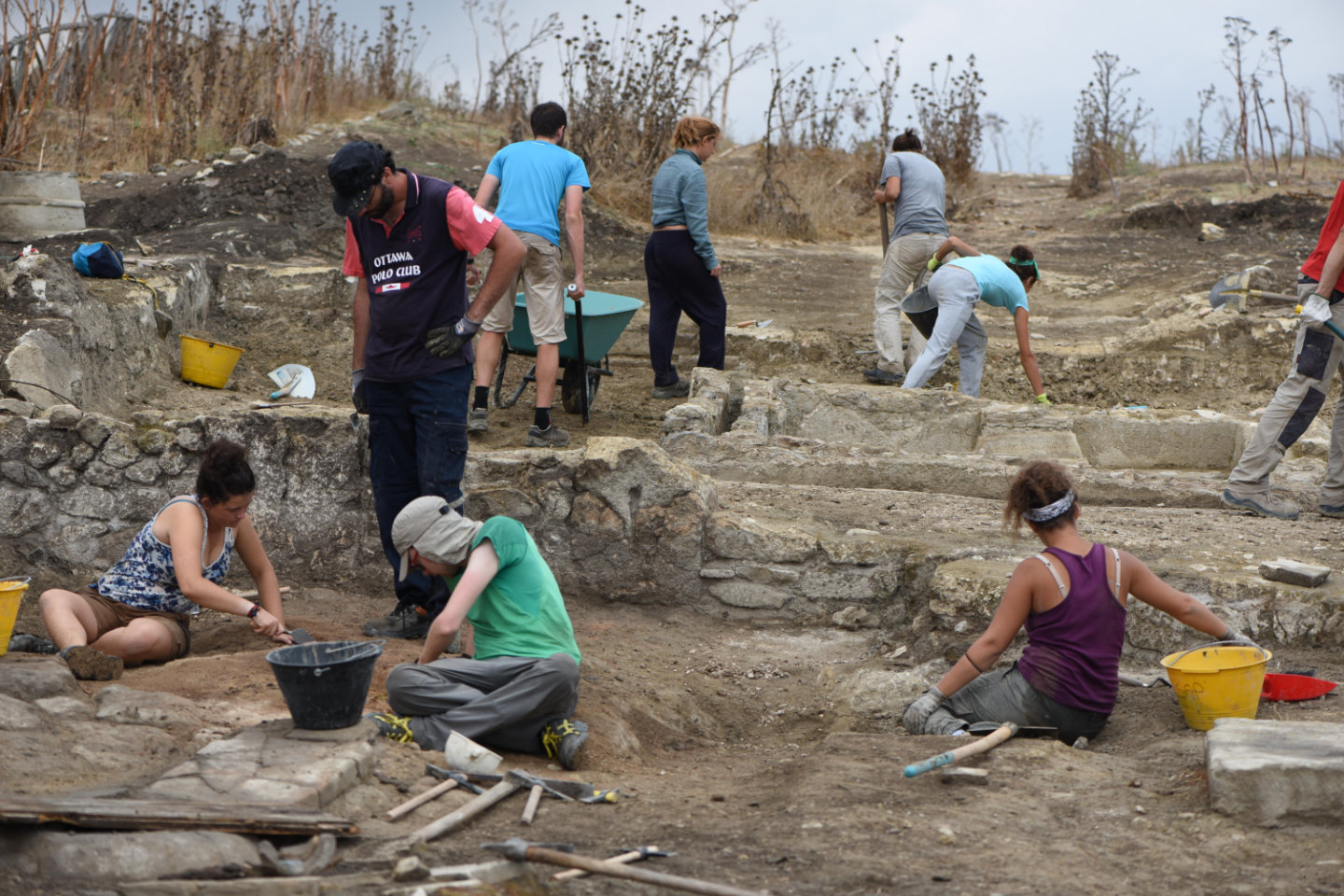 Archaeologists work in the area of the Domus of Tarquinia