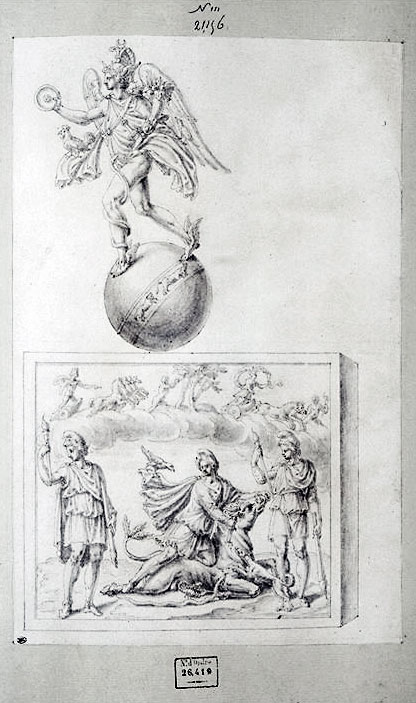 Gravure d'Étienne Duperac dans Illustrations de fragments antiques, vers 1575