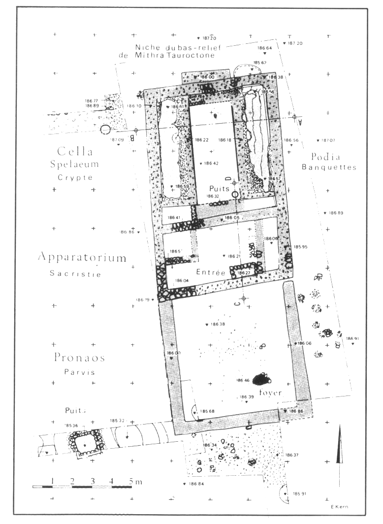 Biesheim. Plan des fouilles du mithraeum