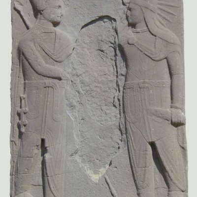 Antiochus I shakes hands with Mithras