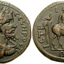 Coin of Septimius Severus and god on horseback
