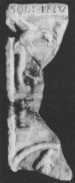 Marble fragment with Mithras and Sol from Apulum.