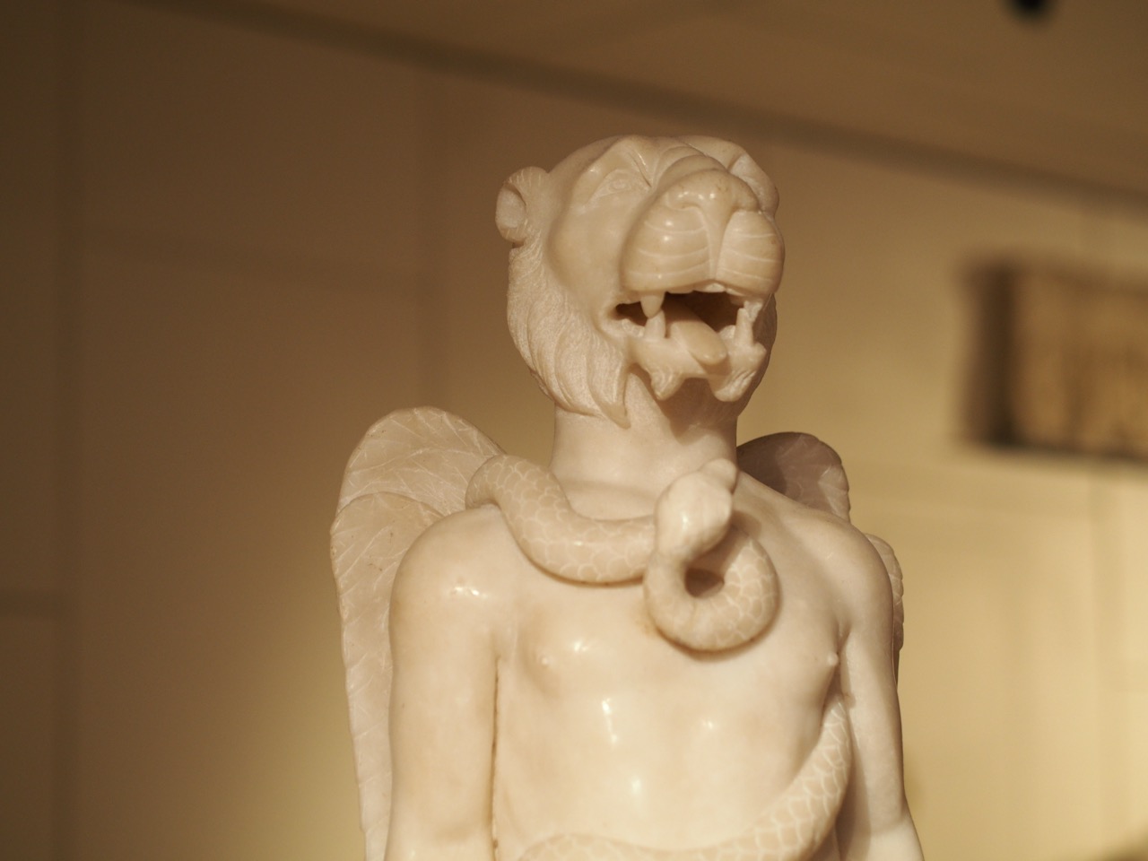 Head right-side view of the lion-headed statue from Sidon.