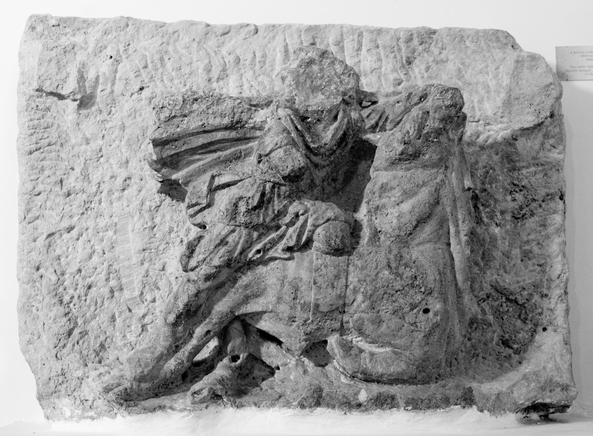 Relief showing Mithras slaying the bull, found at Paks in Roman Pannonia, modern-day Hungary.