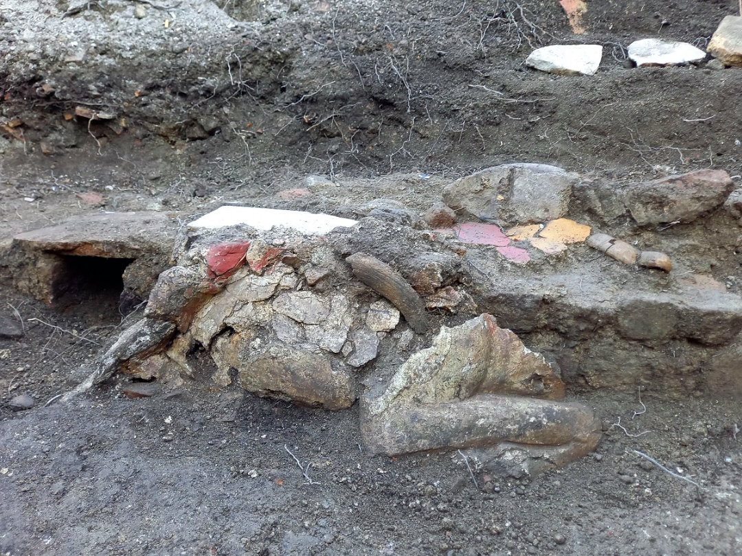 Fragments of taurocotony found in the domus dei capitelli.