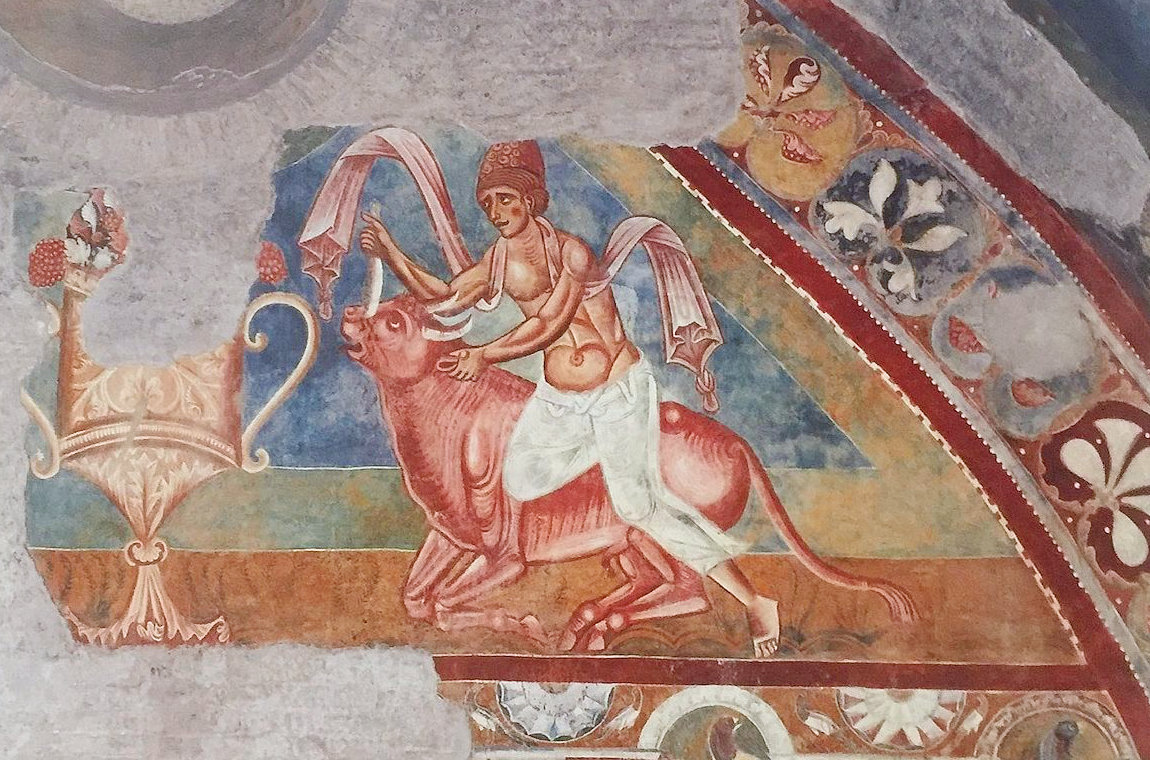 Fresco of Mithras killing the bull in the Basilica dei Santi Quattro Coronati