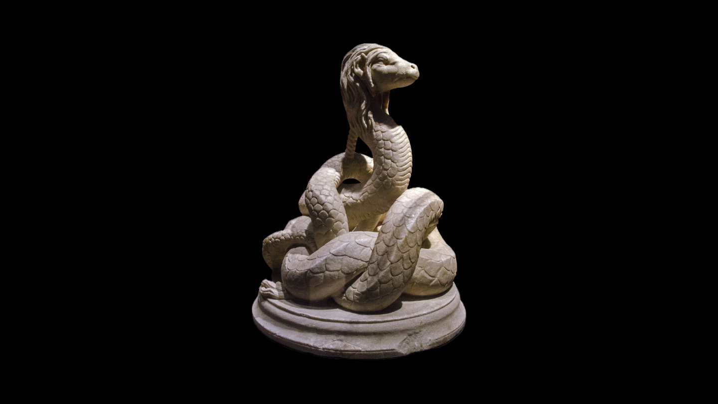 Figure of the snake god Glycon, 2nd century CE.