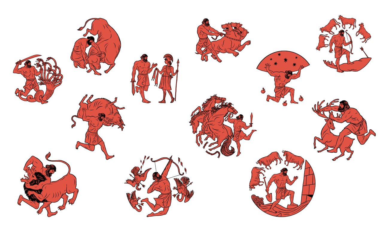 The twelve labors or Hercules 💪 
Cool piece of art via ΑΤΕΧΝΟΣ 
via https://x.com/CastellsOnofre